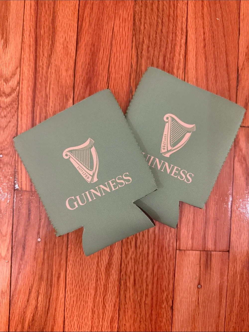 Guinness Green Neoprene Can Coolers with Gold Logo - Pair